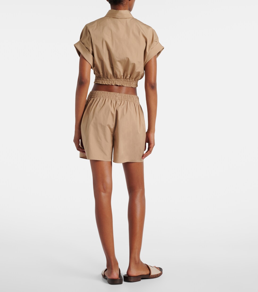 Logo棉质府绸短裤 | Miu Miu