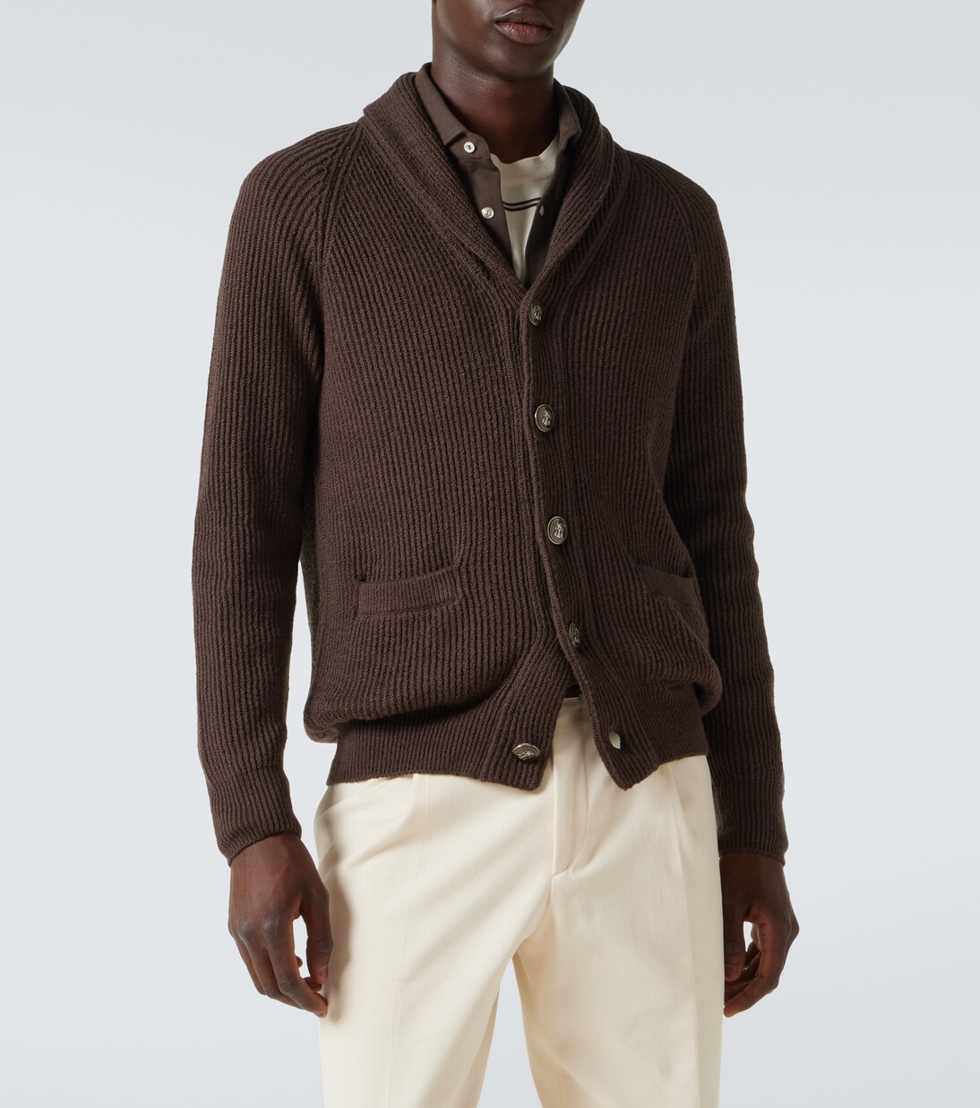 Cotton ribbed-knit cardigan | Brunello Cucinelli