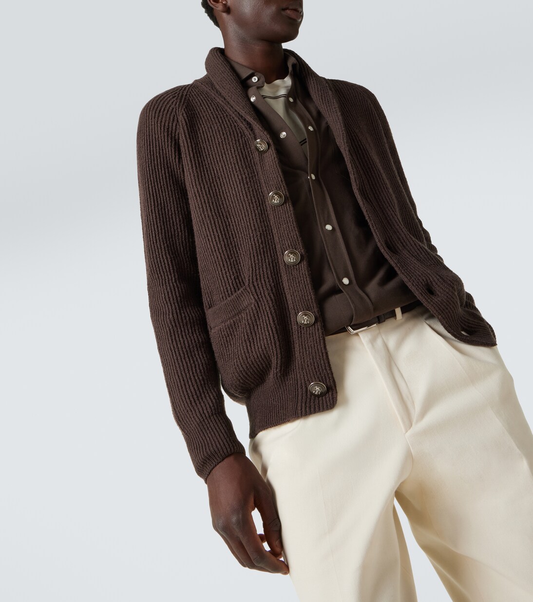 Cotton ribbed-knit cardigan | Brunello Cucinelli