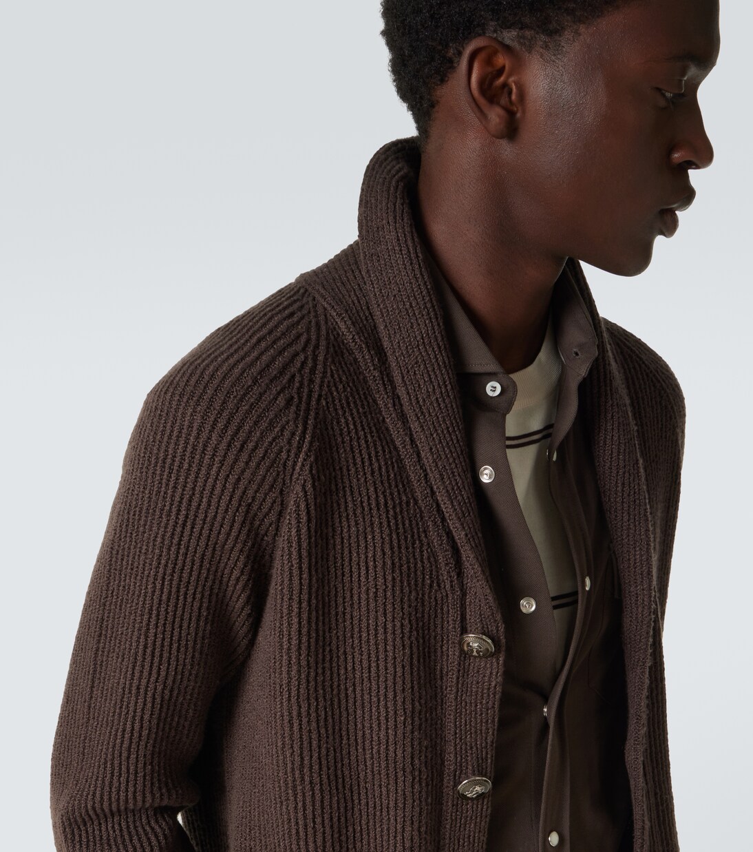 Cotton ribbed-knit cardigan | Brunello Cucinelli