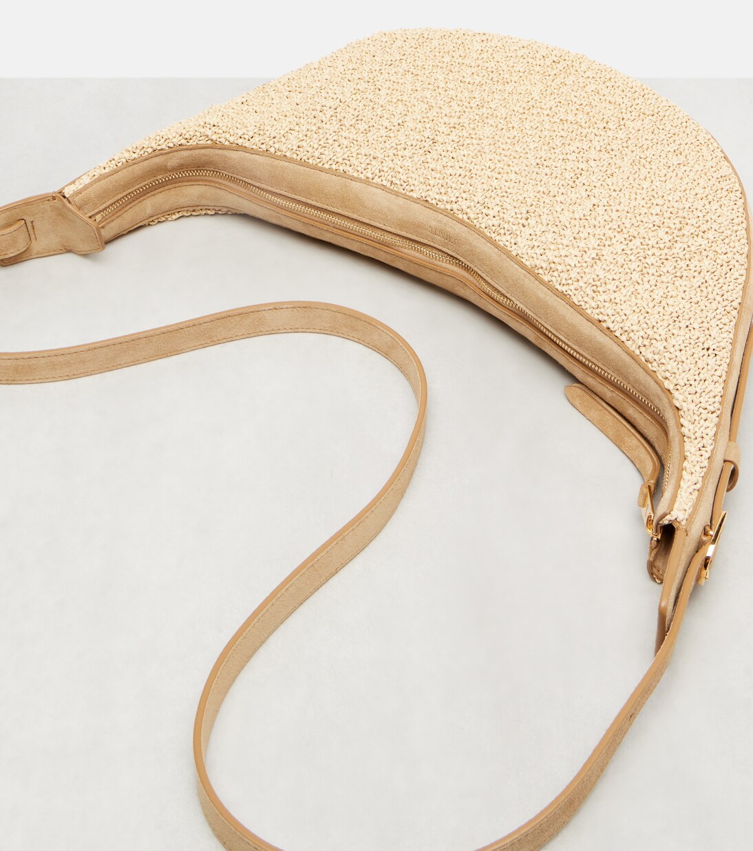 Sac à bandoulière Augustina Small en raphia et daim | Khaite