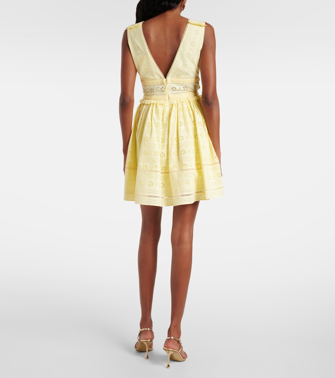 فستان قصير من القطن بتطريز إنجليزي | Self-Portrait