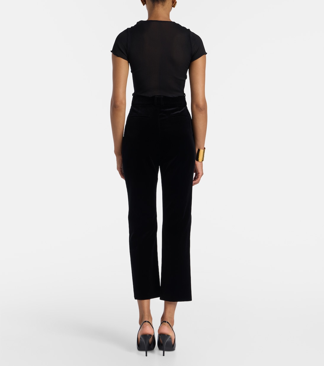 Cotton velvet cropped flared pants | Saint Laurent