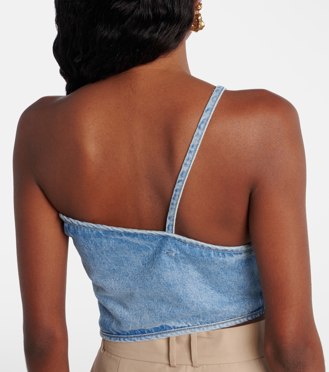 Draped one-shoulder denim top | Magda Butrym