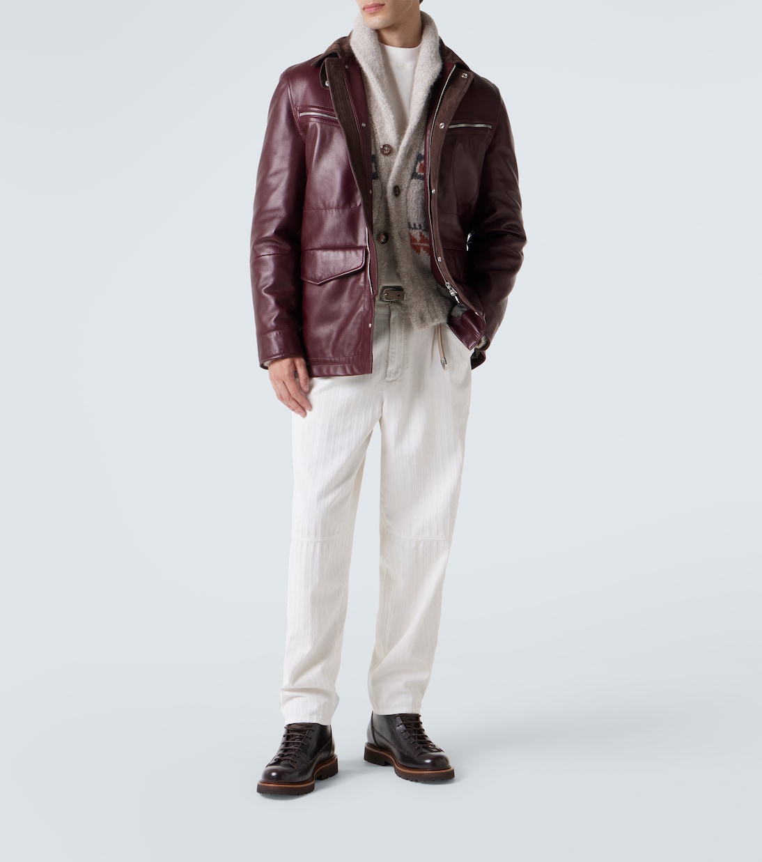 Botas con cordones de piel | Brunello Cucinelli