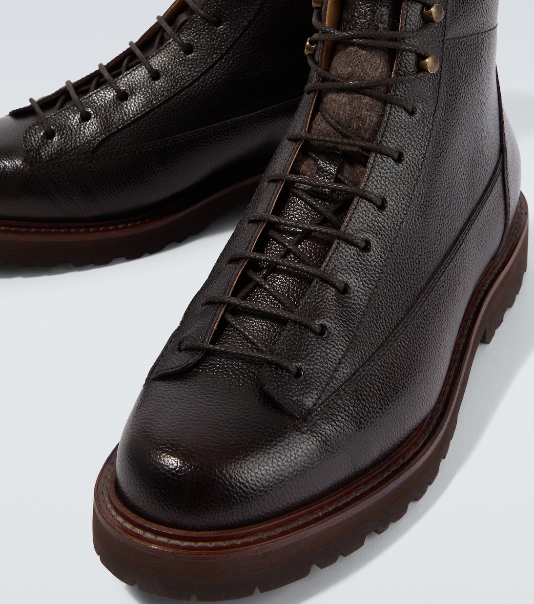Botas con cordones de piel | Brunello Cucinelli
