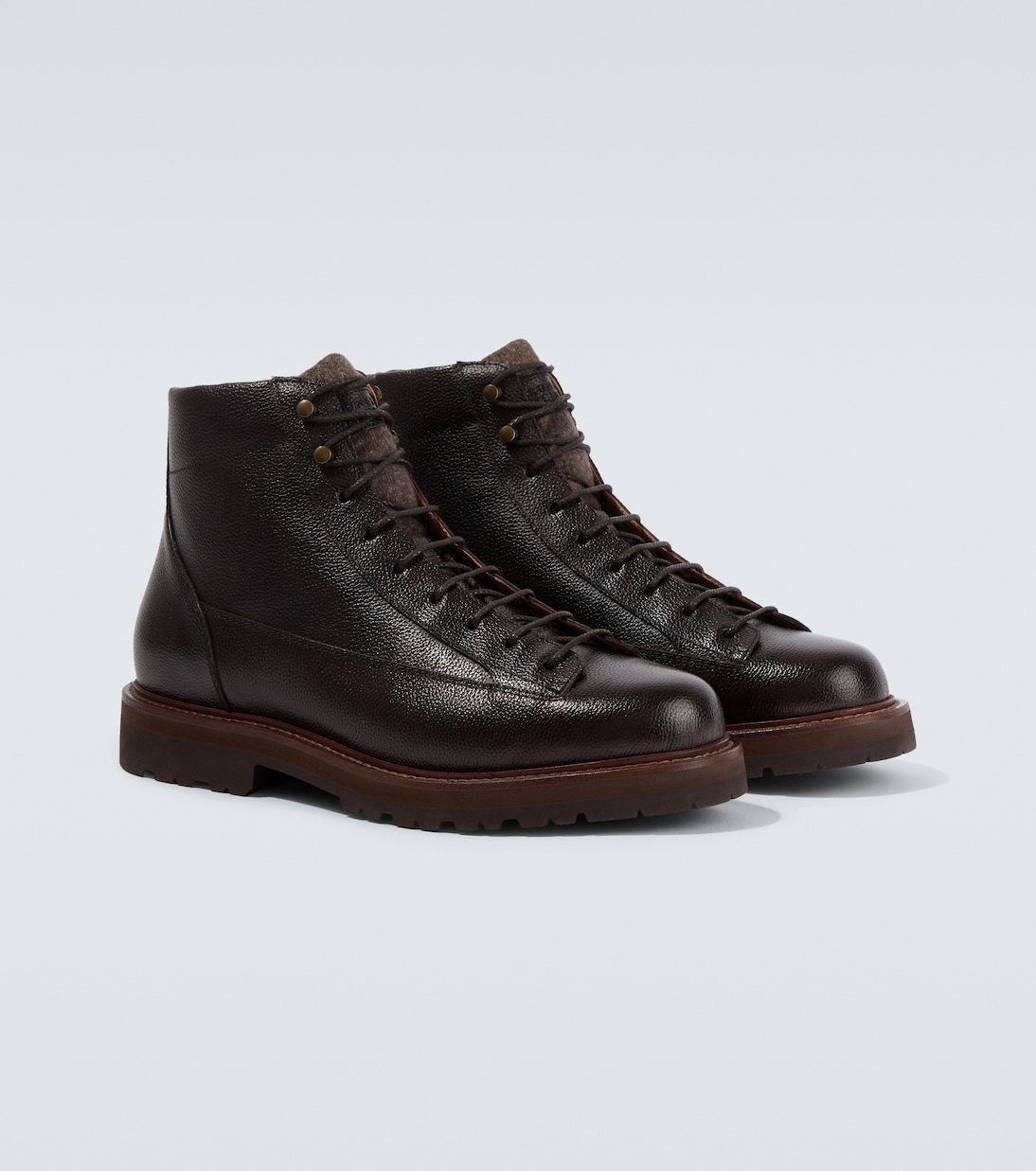 Botas con cordones de piel | Brunello Cucinelli
