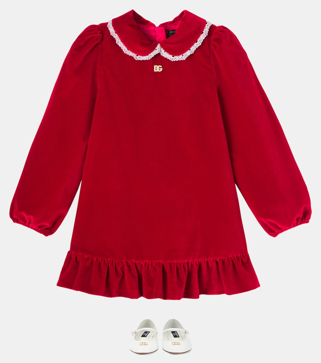 Robe DG en velours et dentelle | Dolce&Gabbana Kids