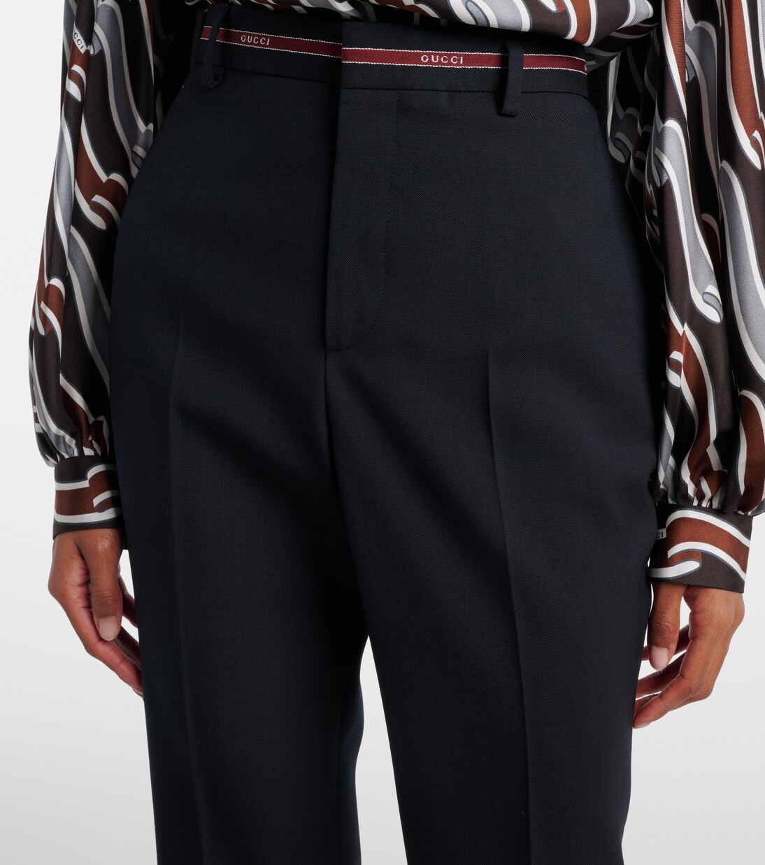 Logo wool straight pants | Gucci