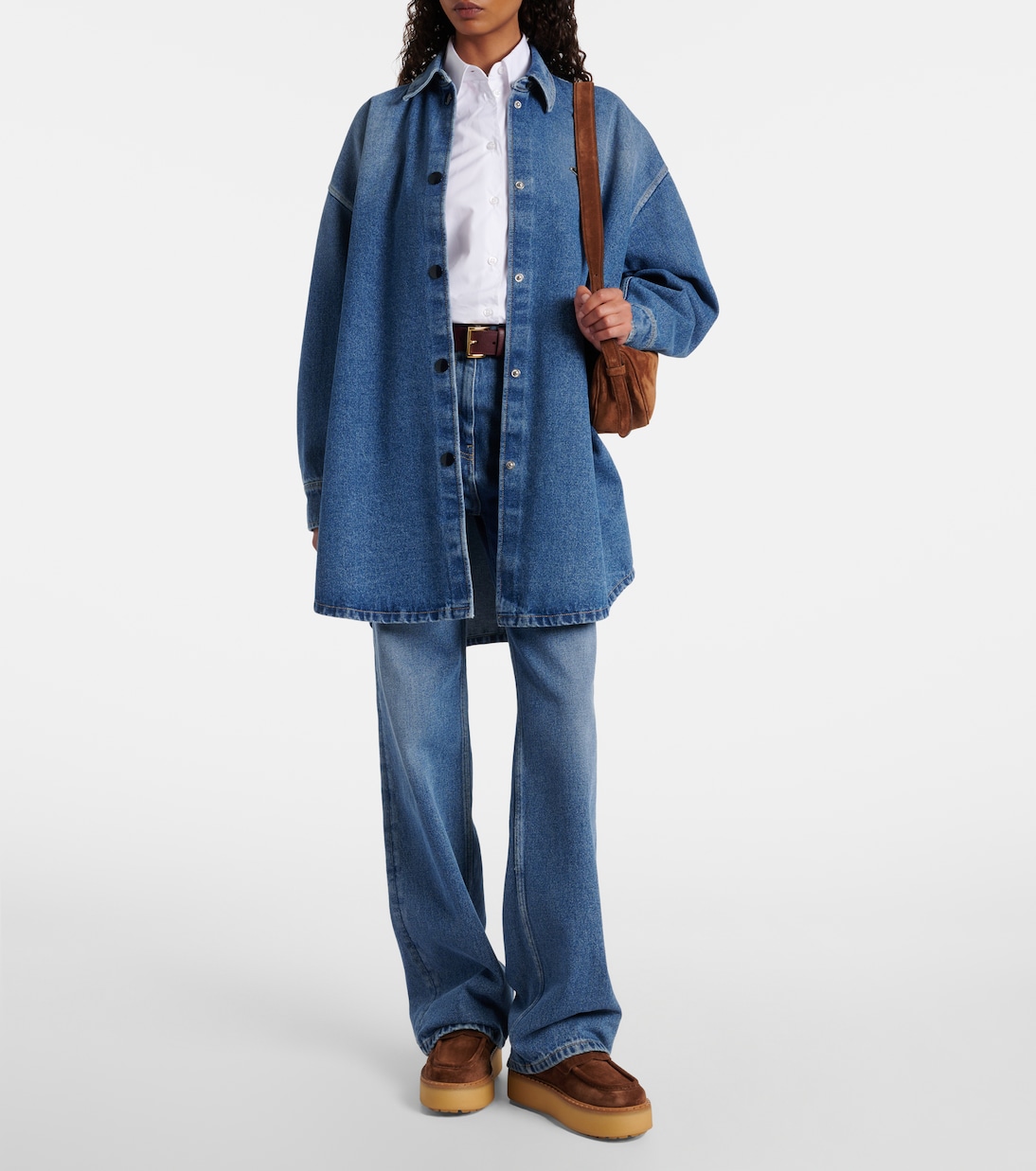 Plateau-Loafers aus Veloursleder mit Shearling | Prada