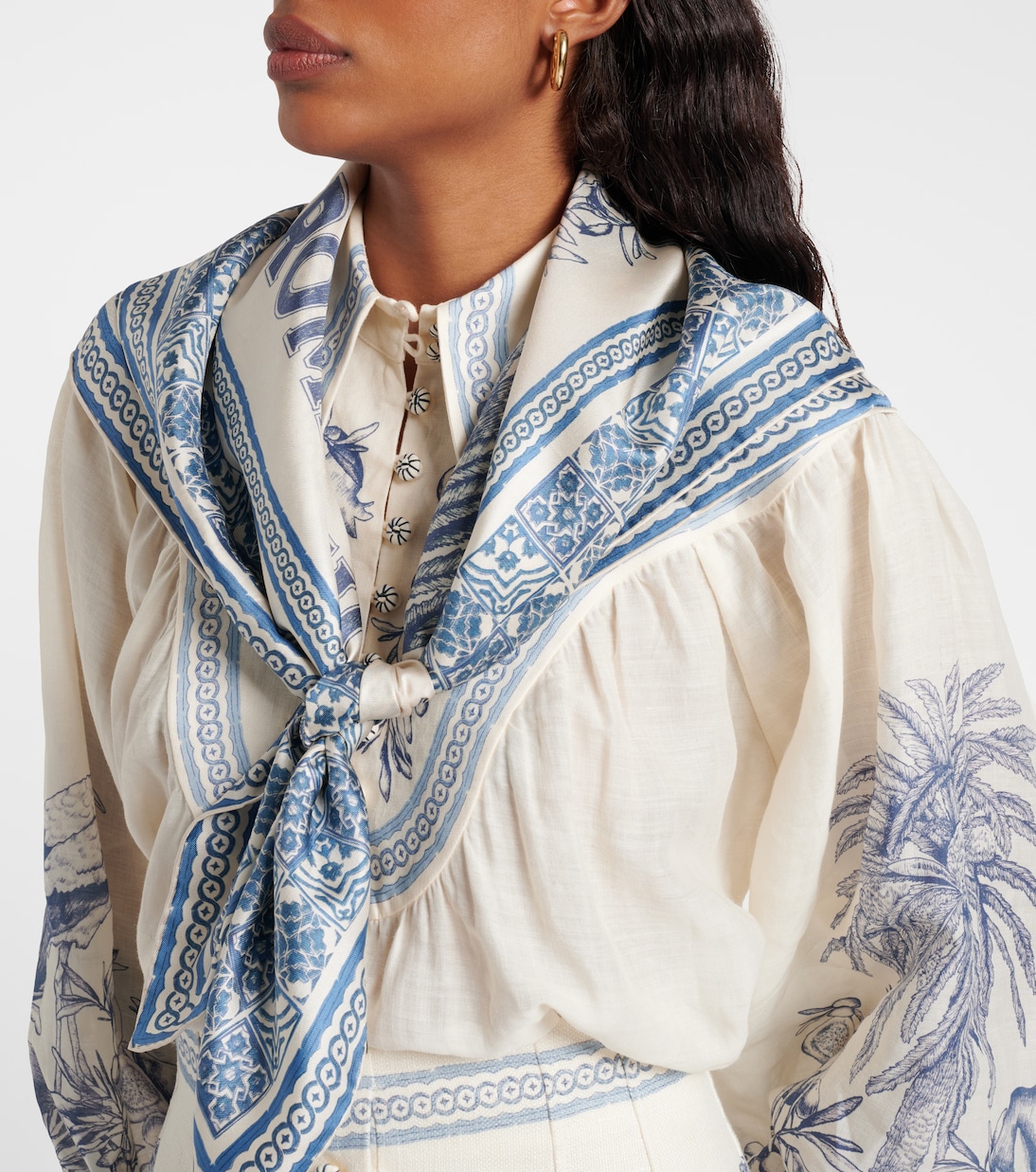 Bedrucktes Tuch Villa Romantica aus Seide | Alémais