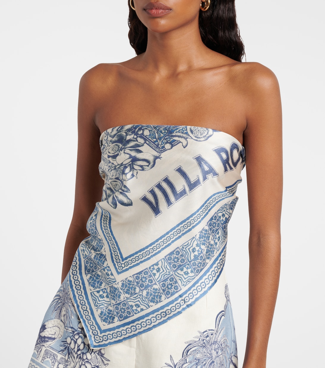 Bedrucktes Tuch Villa Romantica aus Seide | Alémais