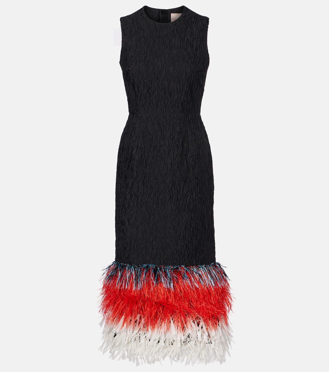 Zua feather-trimmed midi dress | Roksanda