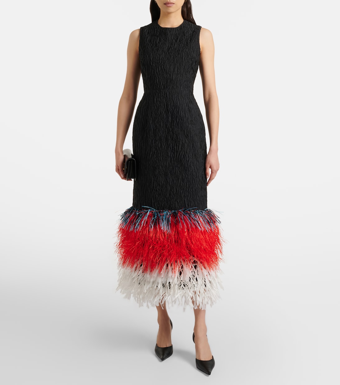 Zua feather-trimmed midi dress | Roksanda