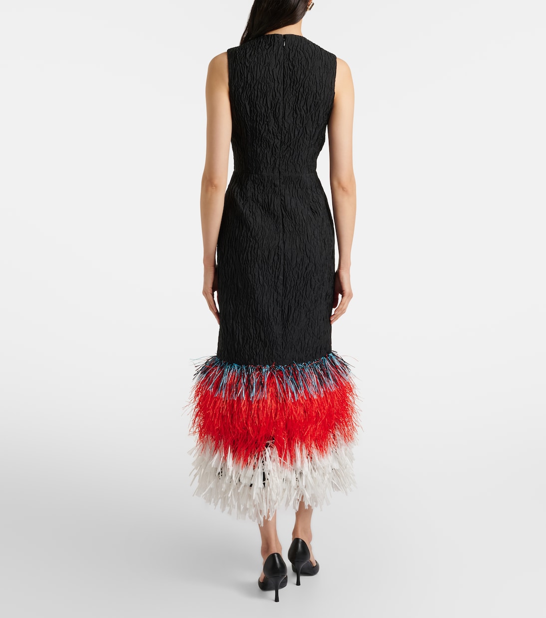 Zua feather-trimmed midi dress | Roksanda