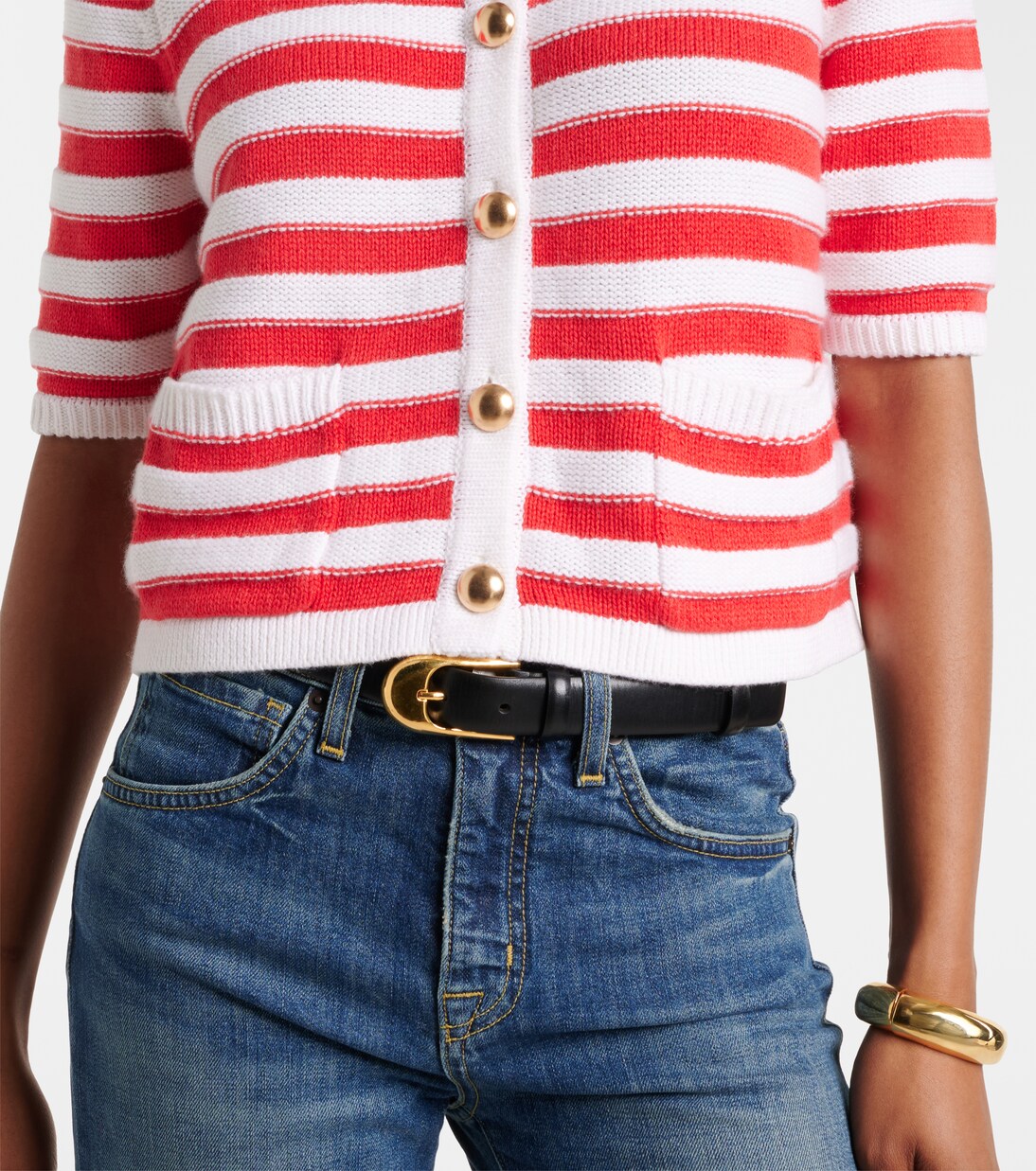 Cardigan rayé en coton et cachemire | Jardin des Orangers