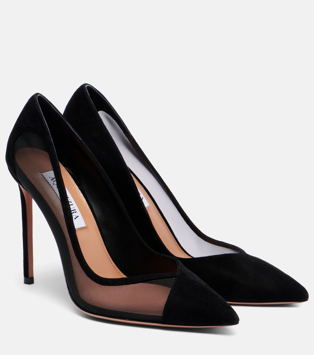 Studio 105 mesh-trimmed suede pumps | Aquazzura