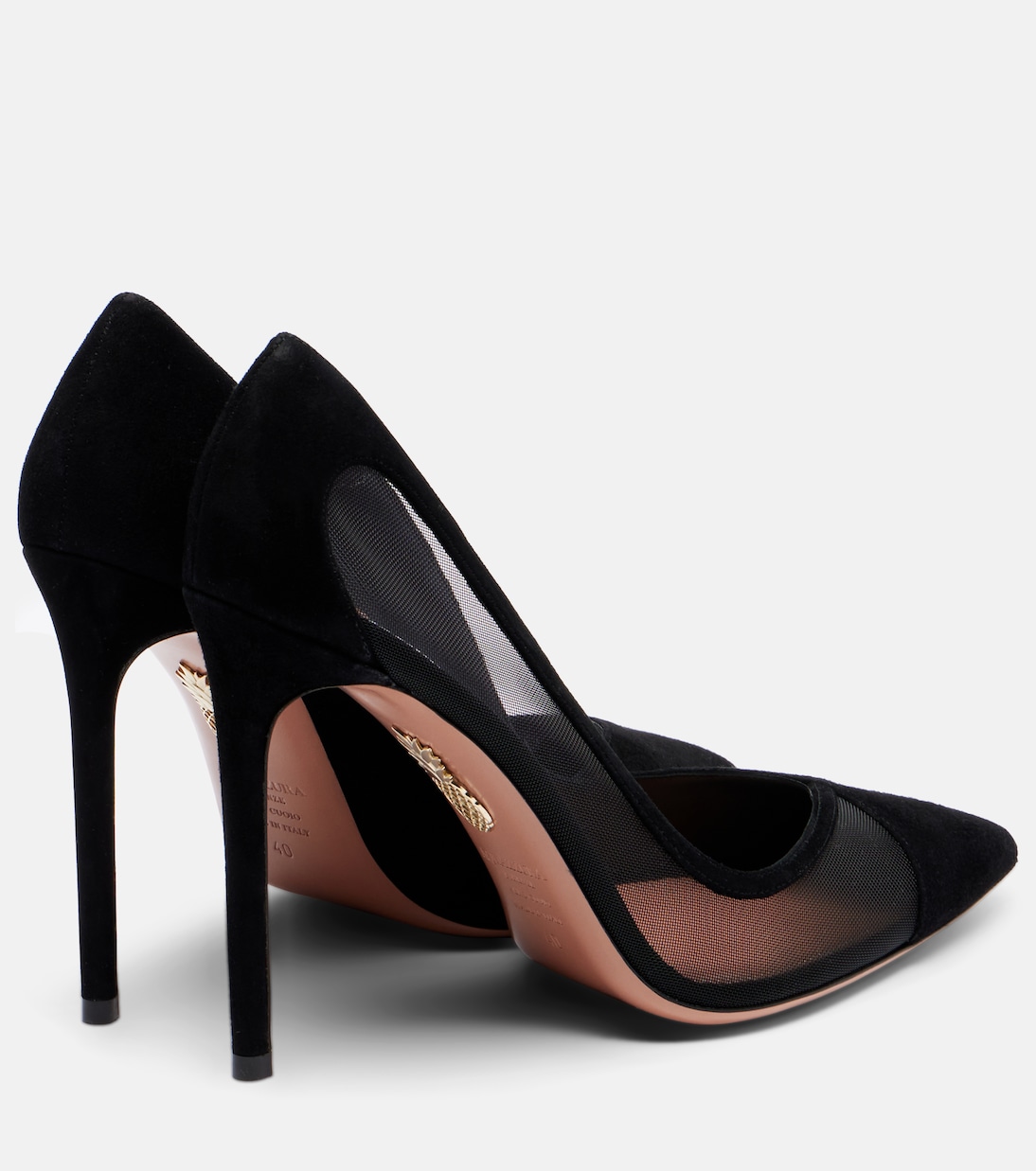 Studio 105 mesh-trimmed suede pumps | Aquazzura