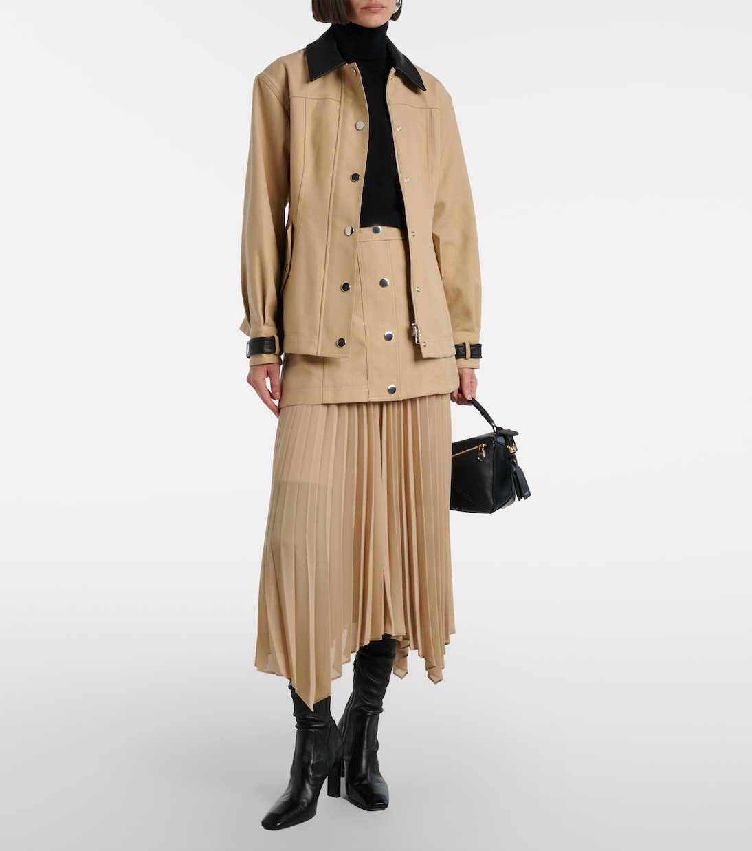 Talla leather-trimmed cotton blouson jacket | Veronica Beard