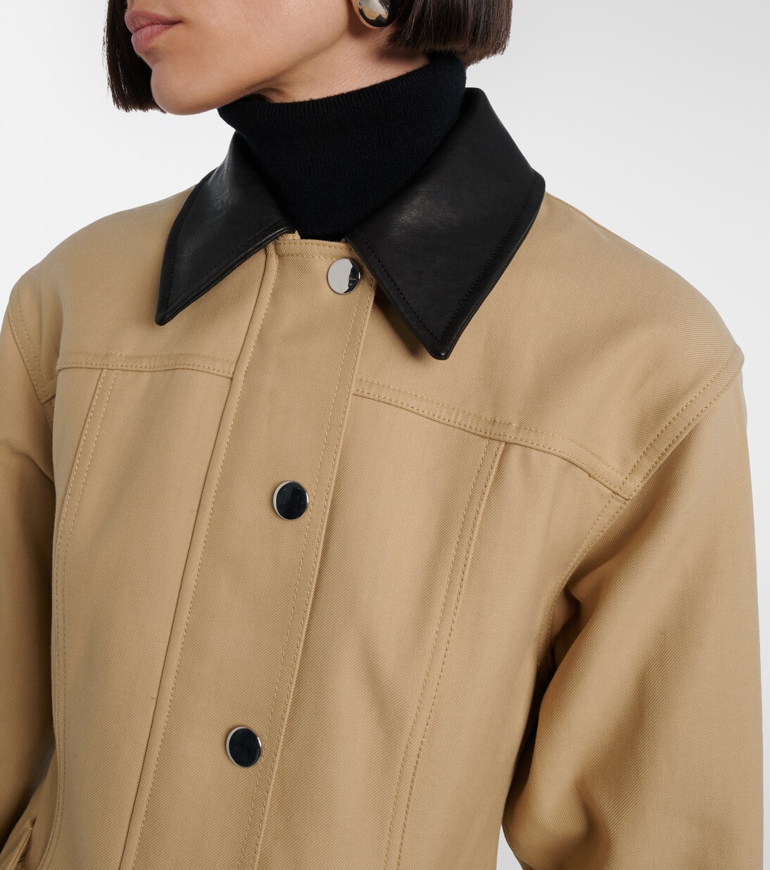 Talla leather-trimmed cotton blouson jacket | Veronica Beard