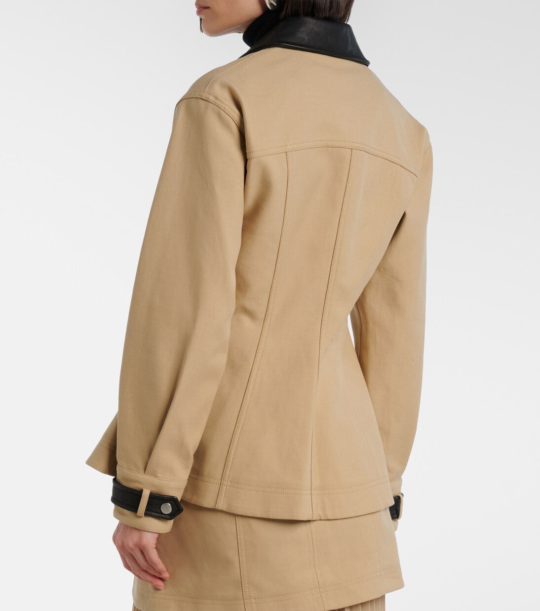 Talla leather-trimmed cotton blouson jacket | Veronica Beard