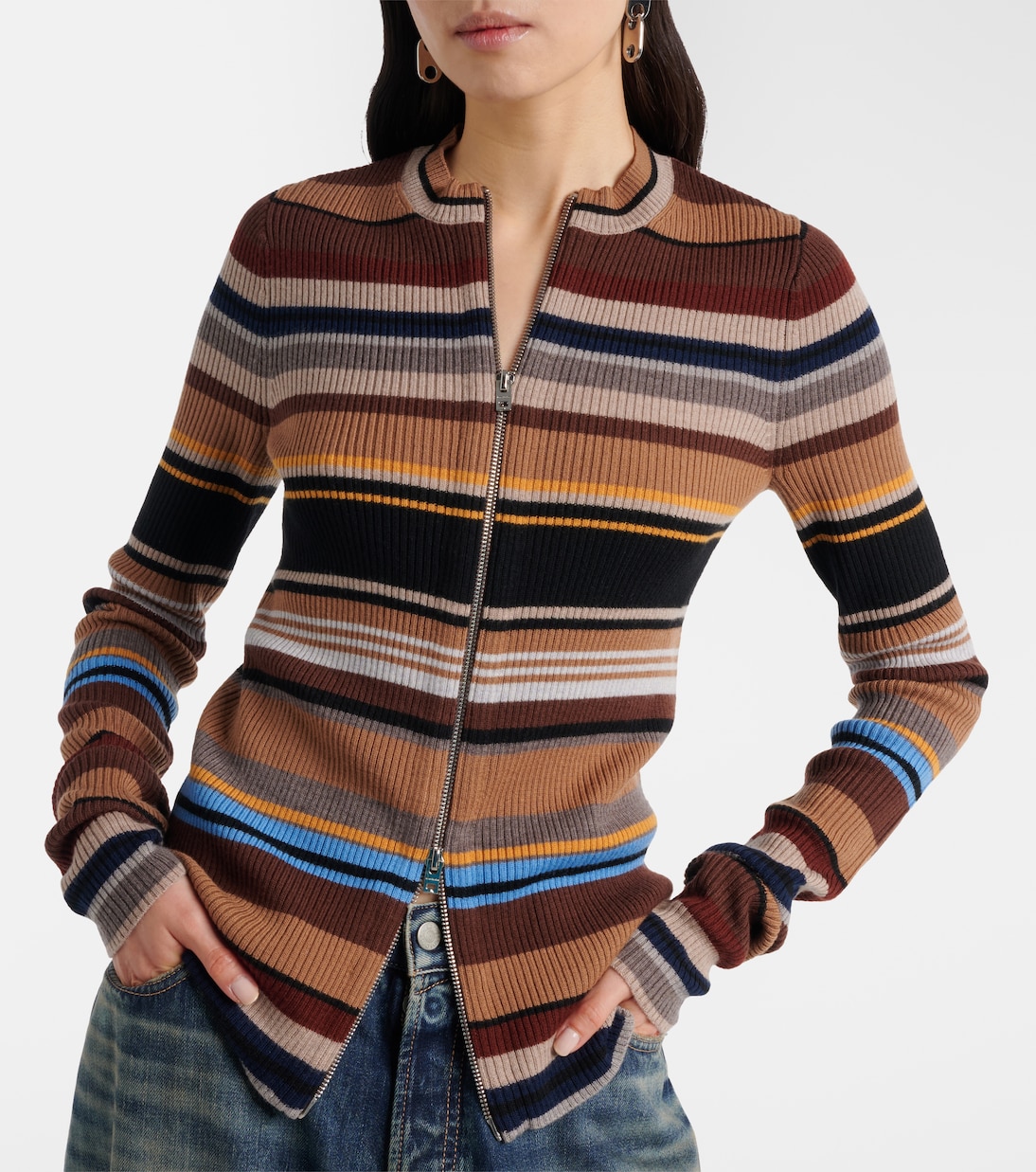 Cardigan Kilian rayé en laine | Acne Studios