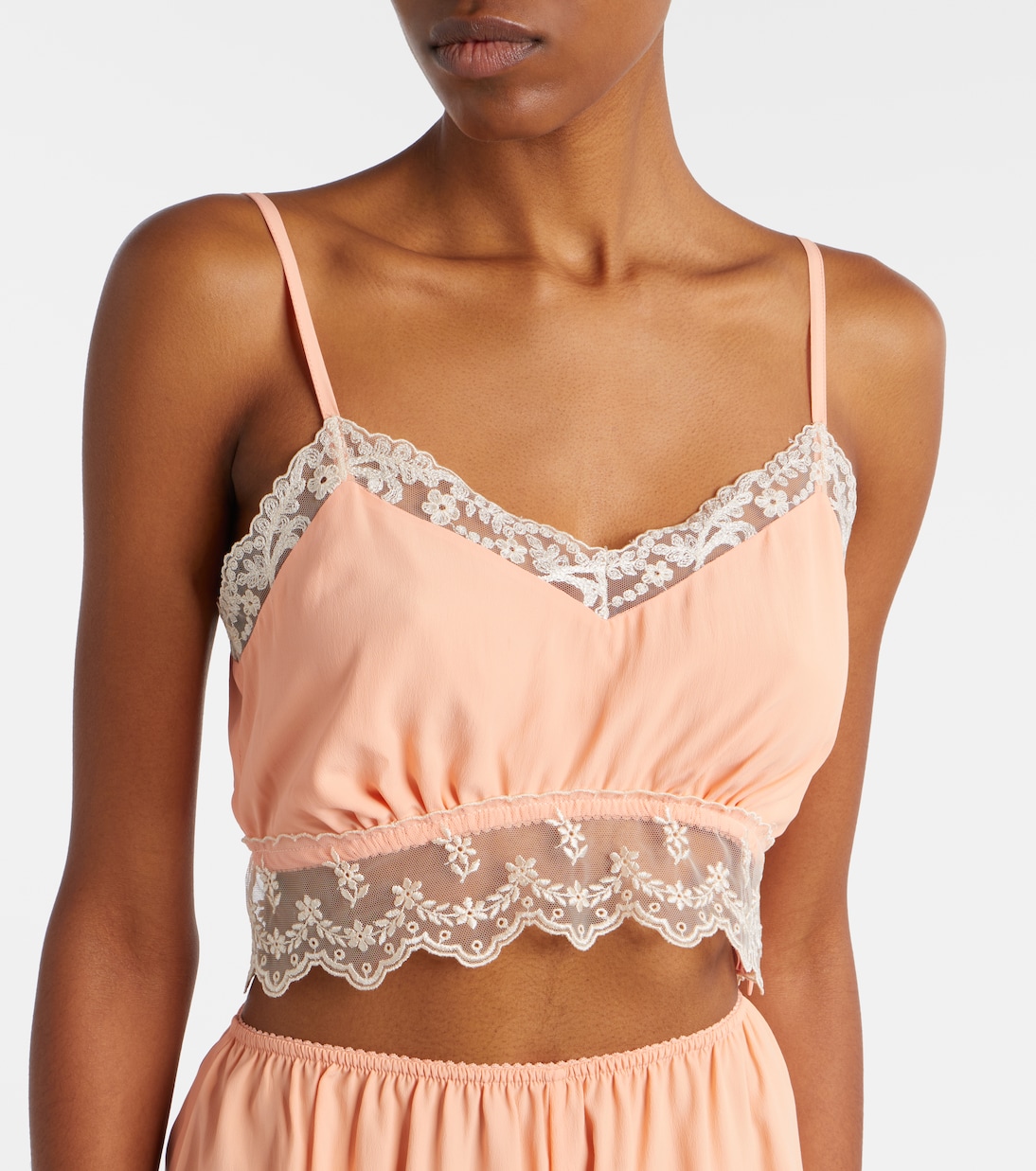 Bralette aus Crêpe de Chine mit Spitze | Simone Rocha