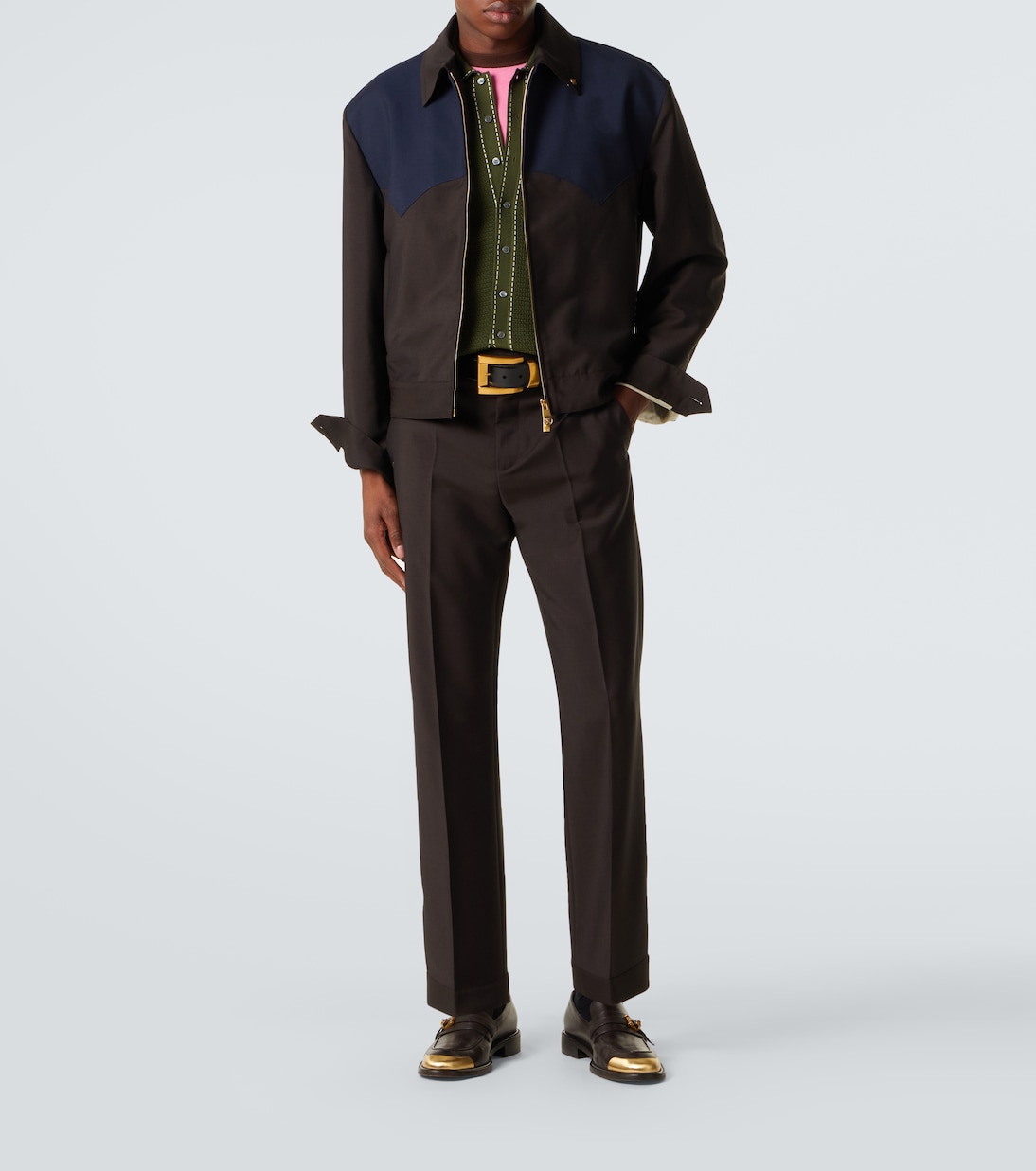 Cropped wool and mohair straight pants | Versace