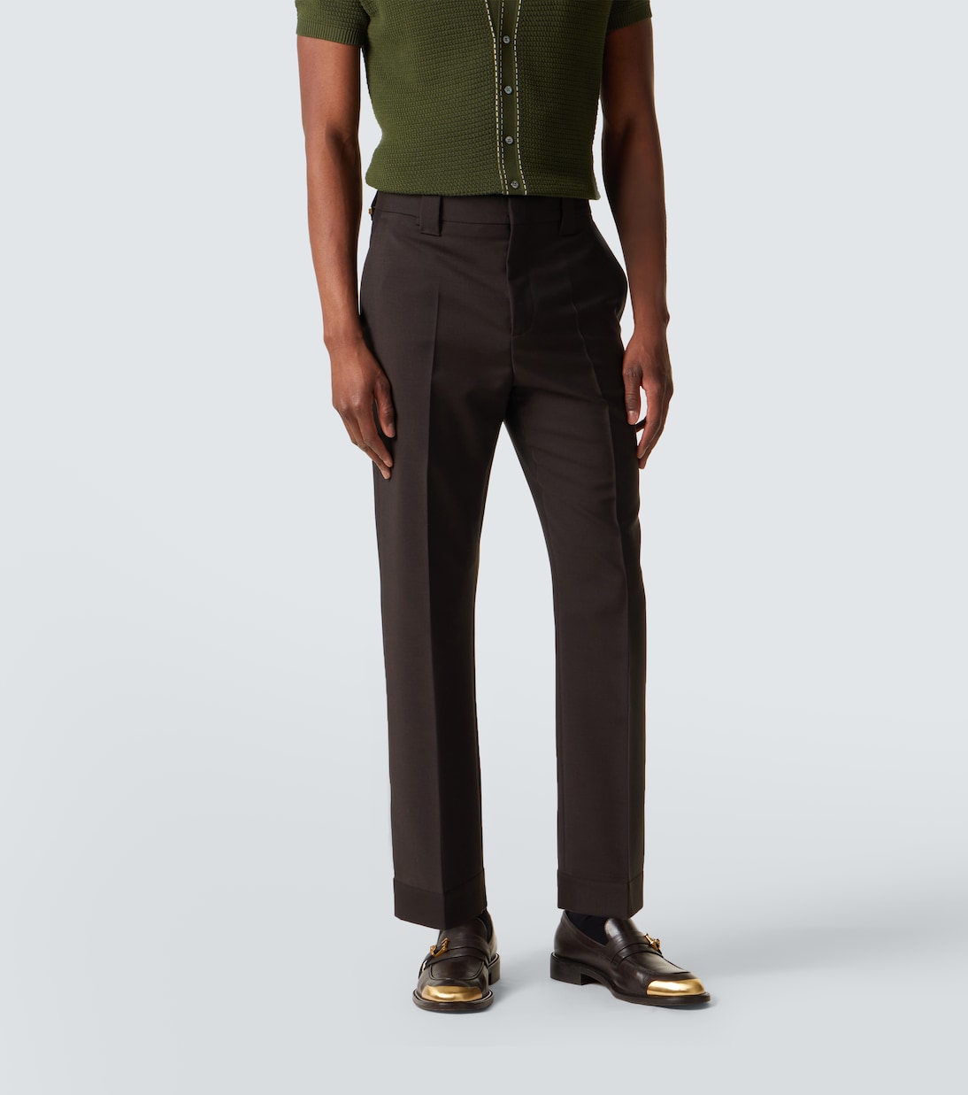 Cropped wool and mohair straight pants | Versace