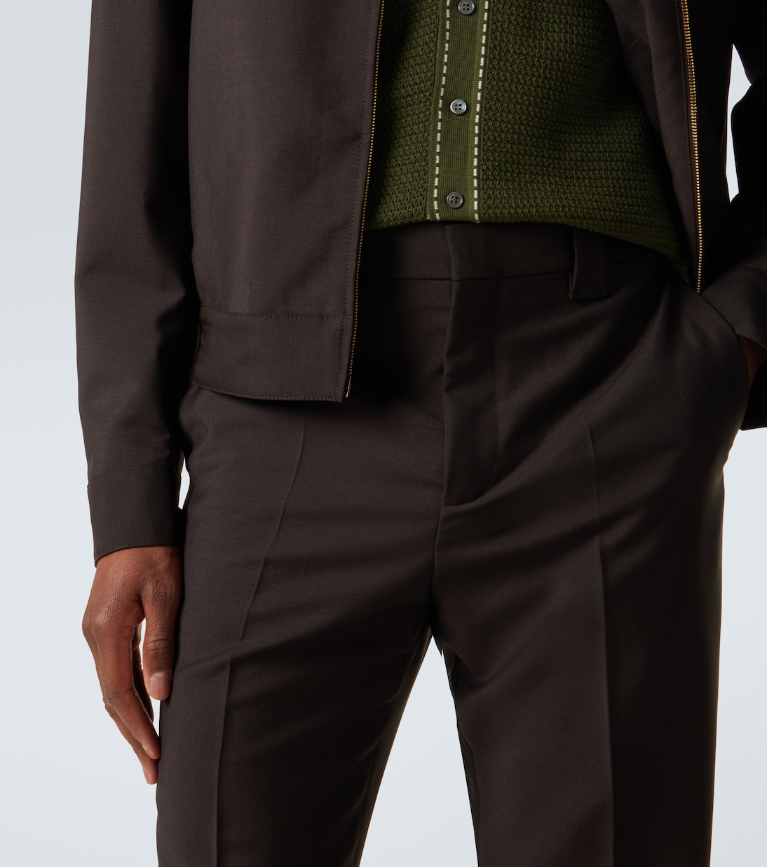 Cropped wool and mohair straight pants | Versace