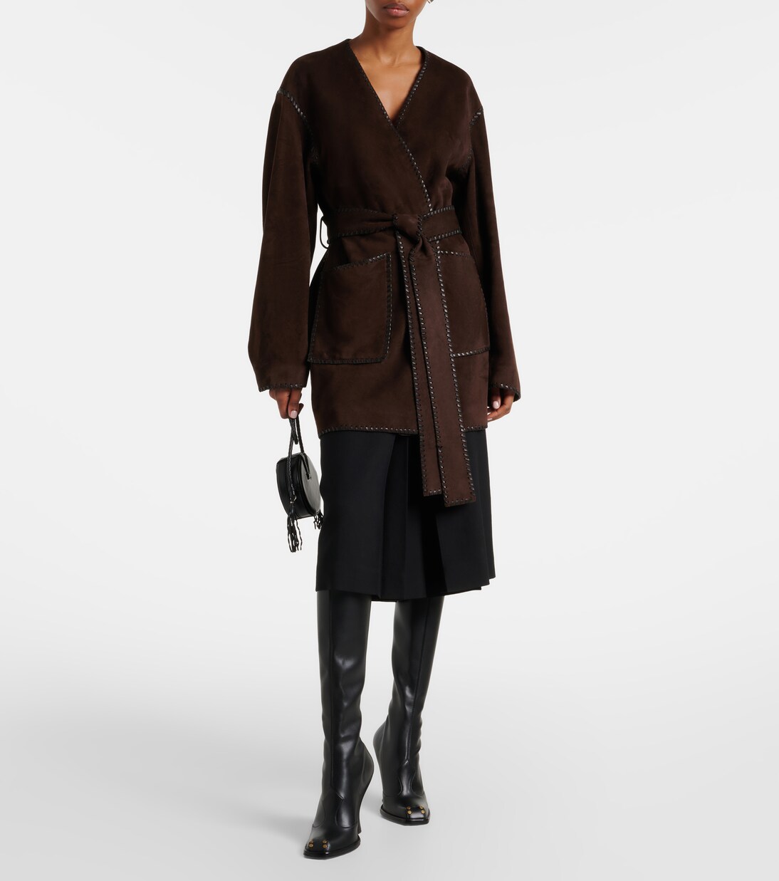 Anika suede wrap coat | Nour Hammour