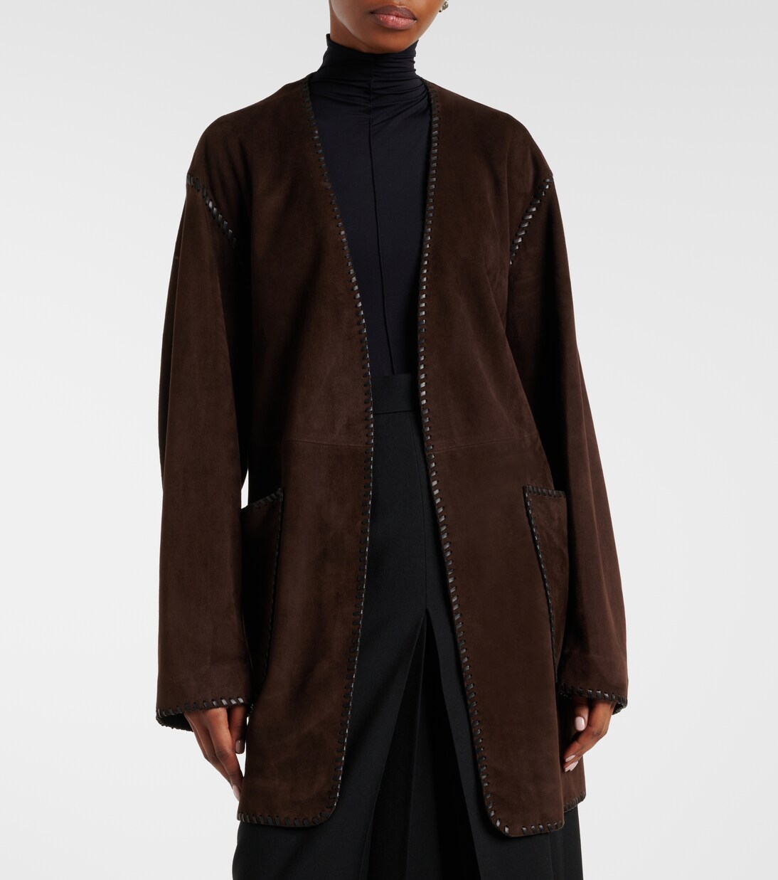Anika suede wrap coat | Nour Hammour