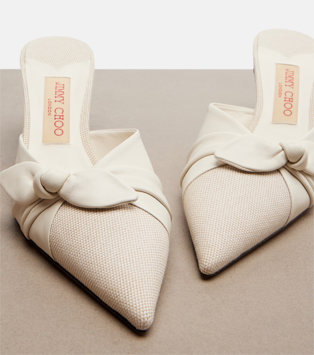 Mules Livi en toile et cuir à nœud | Jimmy Choo
