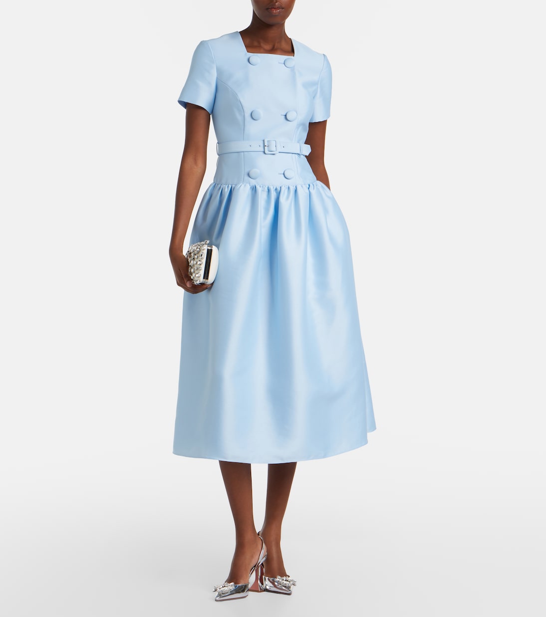 Belted taffeta midi dress | Self-Portrait