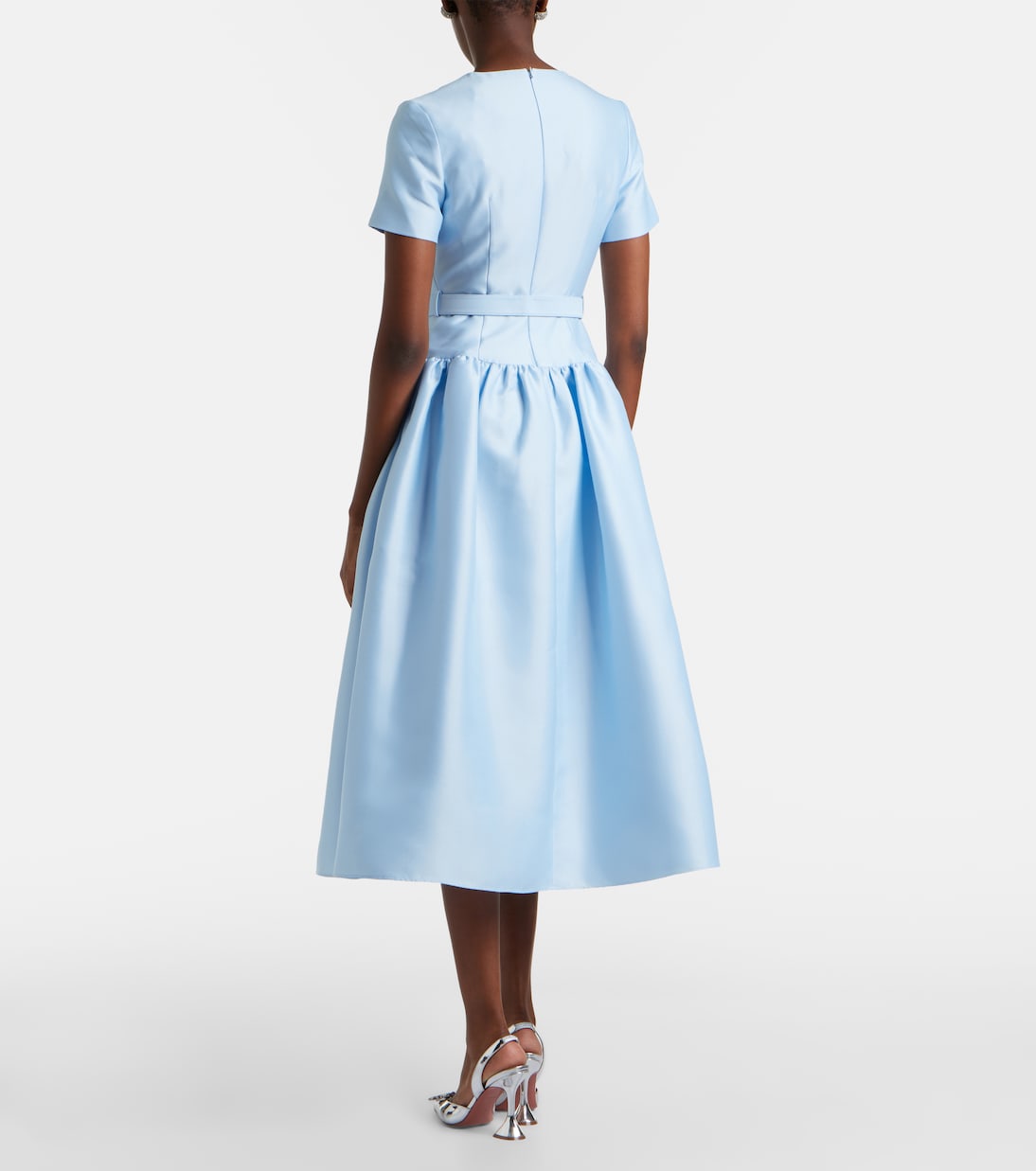 Belted taffeta midi dress | Self-Portrait