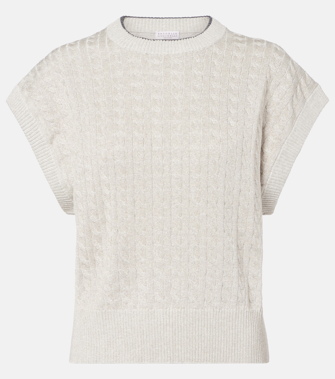 Cable-knit cotton-blend sweater | Brunello Cucinelli