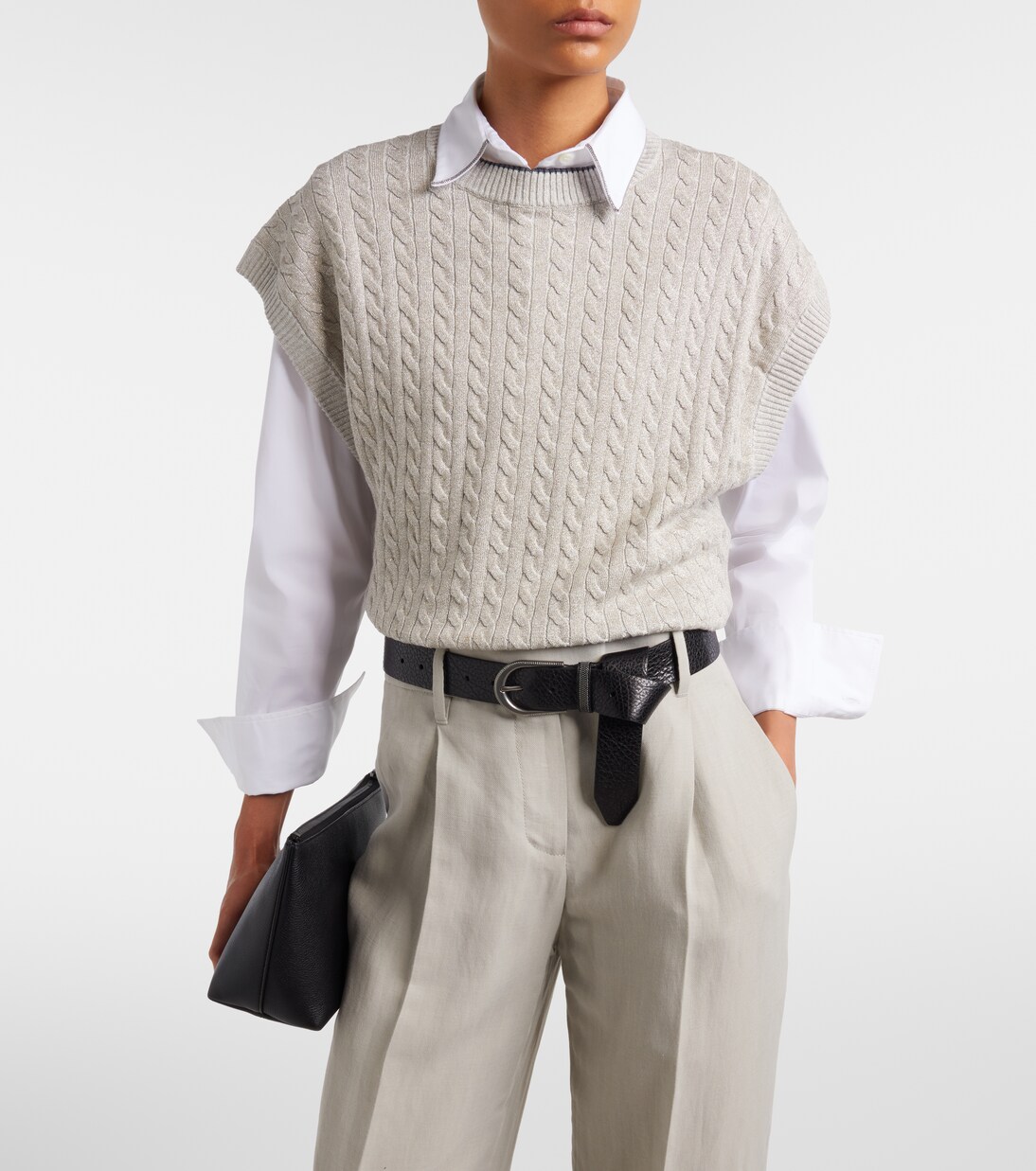 Cable-knit cotton-blend sweater | Brunello Cucinelli