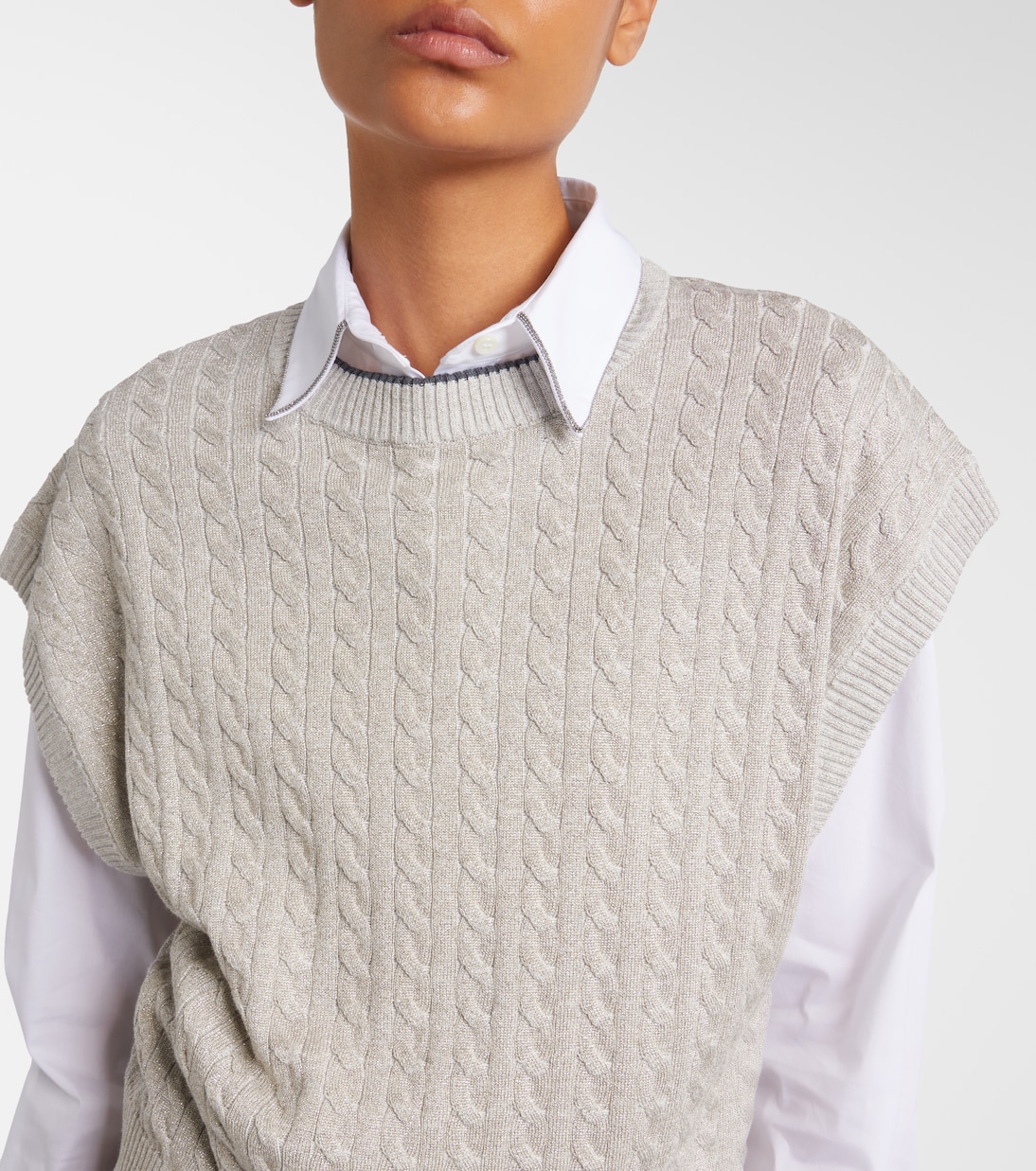 Cable-knit cotton-blend sweater | Brunello Cucinelli