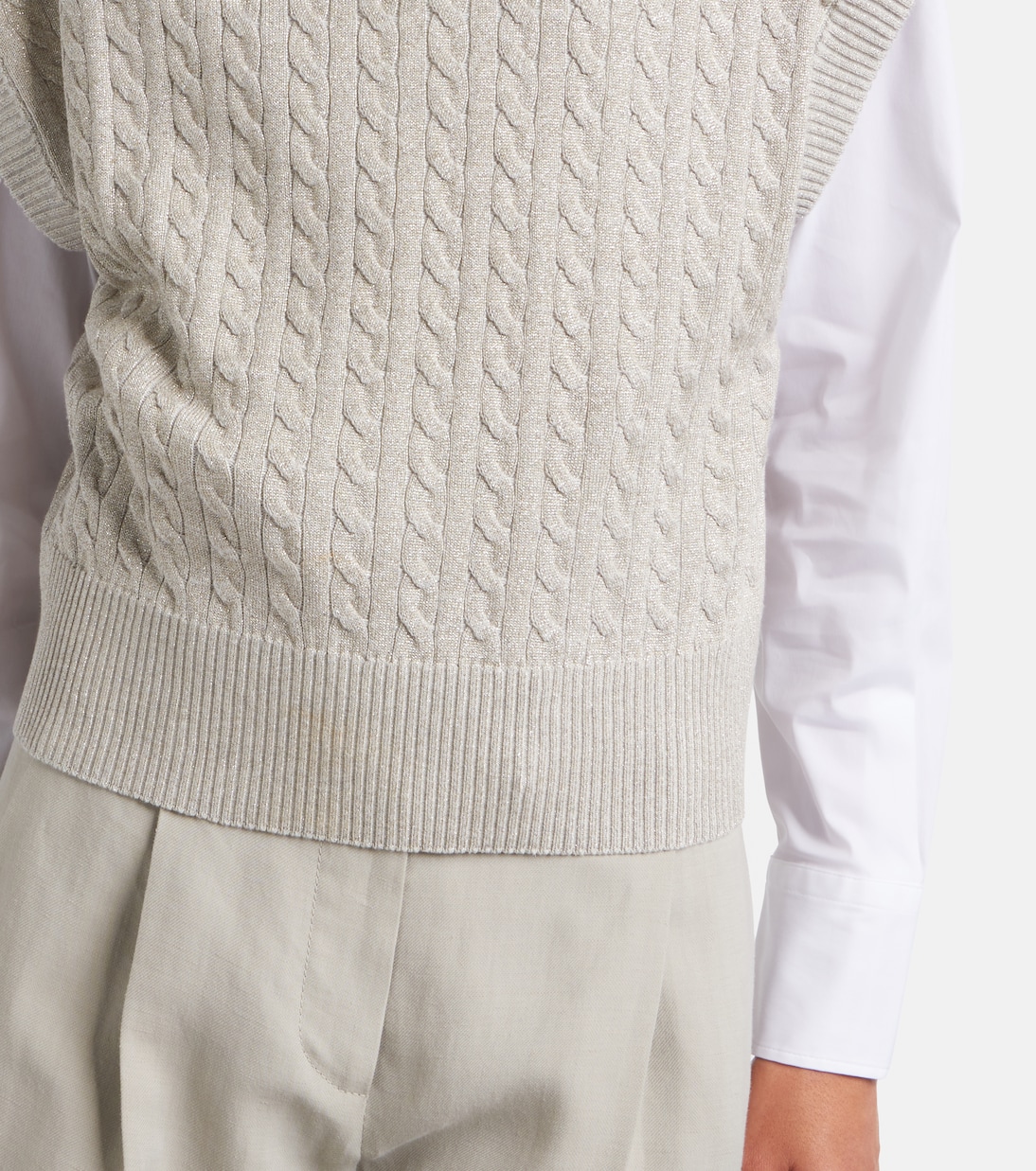 Cable-knit cotton-blend sweater | Brunello Cucinelli