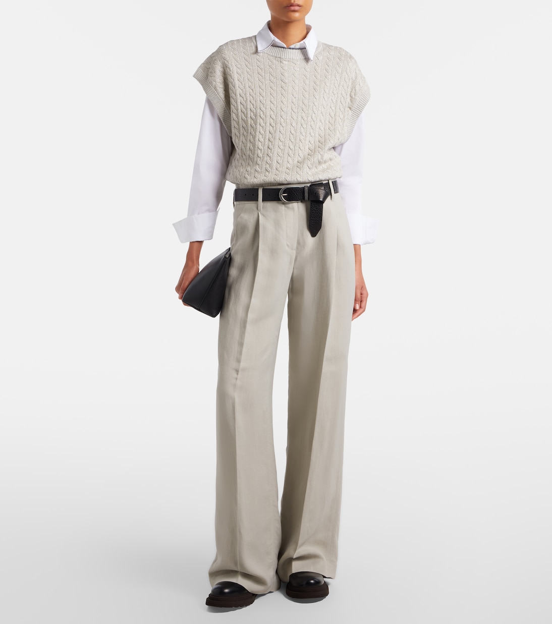 Cable-knit cotton-blend sweater | Brunello Cucinelli