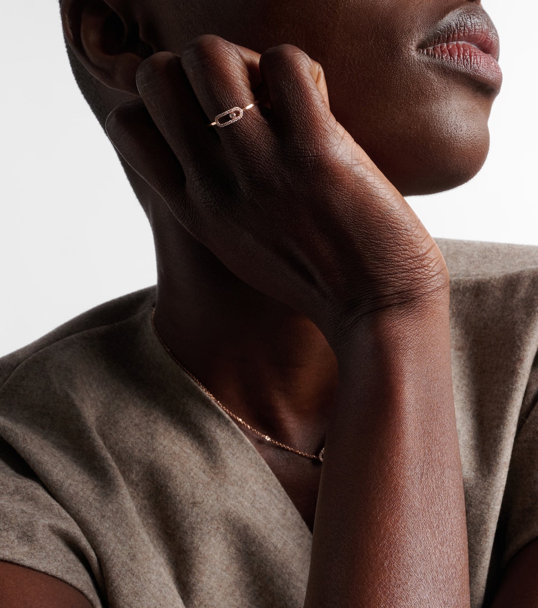 Move Uno 18kt rose gold ring with diamonds | Messika