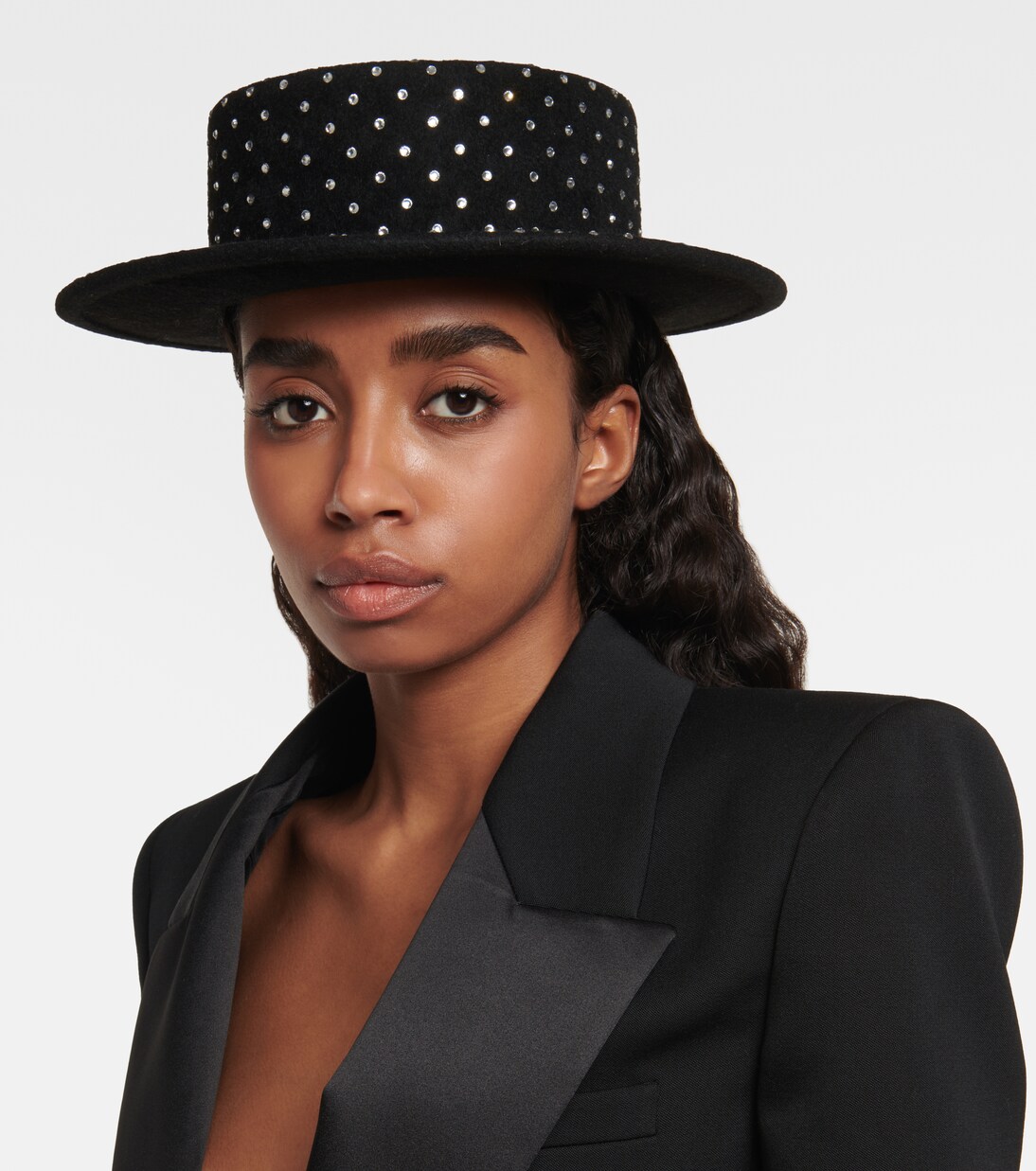 Embellished felt canotier hat | Ruslan Baginskiy