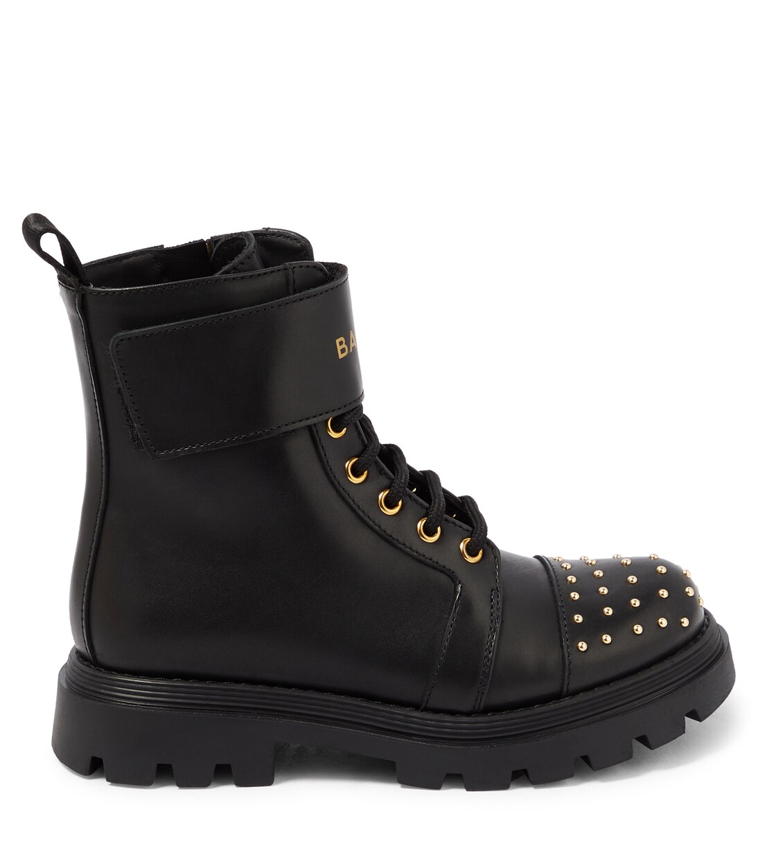 Stud-embellished leather boots | Balmain Kids