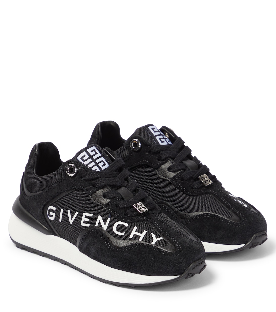 Logo leather, suede and canvas sneakers | Givenchy Kids