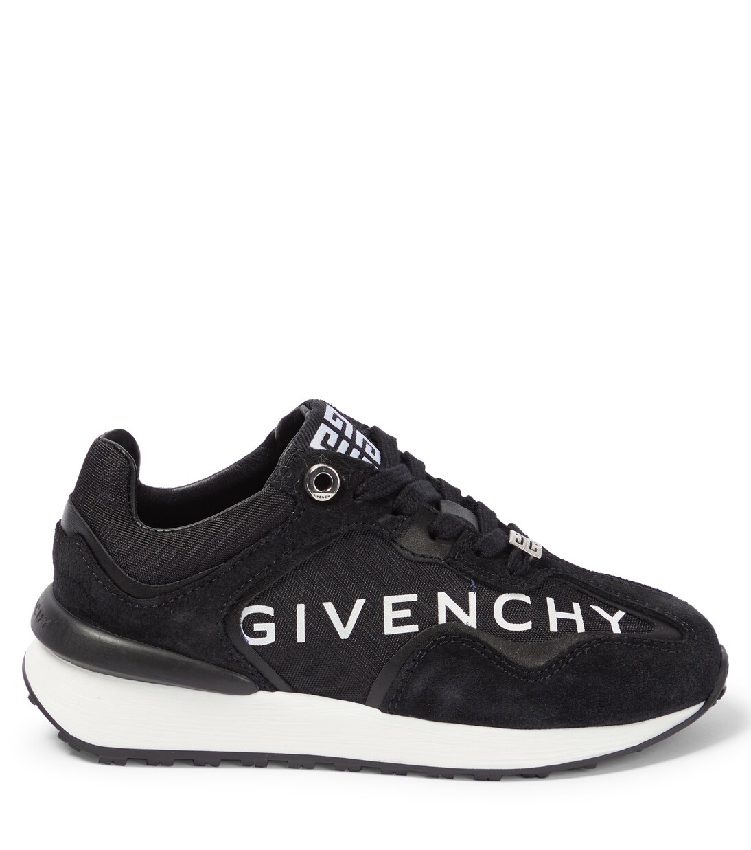 Logo leather, suede and canvas sneakers | Givenchy Kids