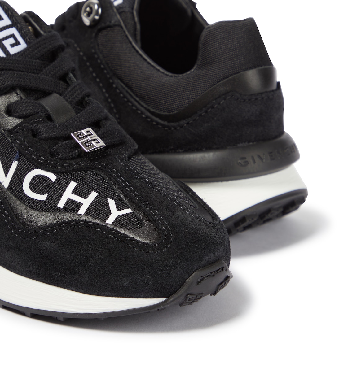 Logo leather, suede and canvas sneakers | Givenchy Kids