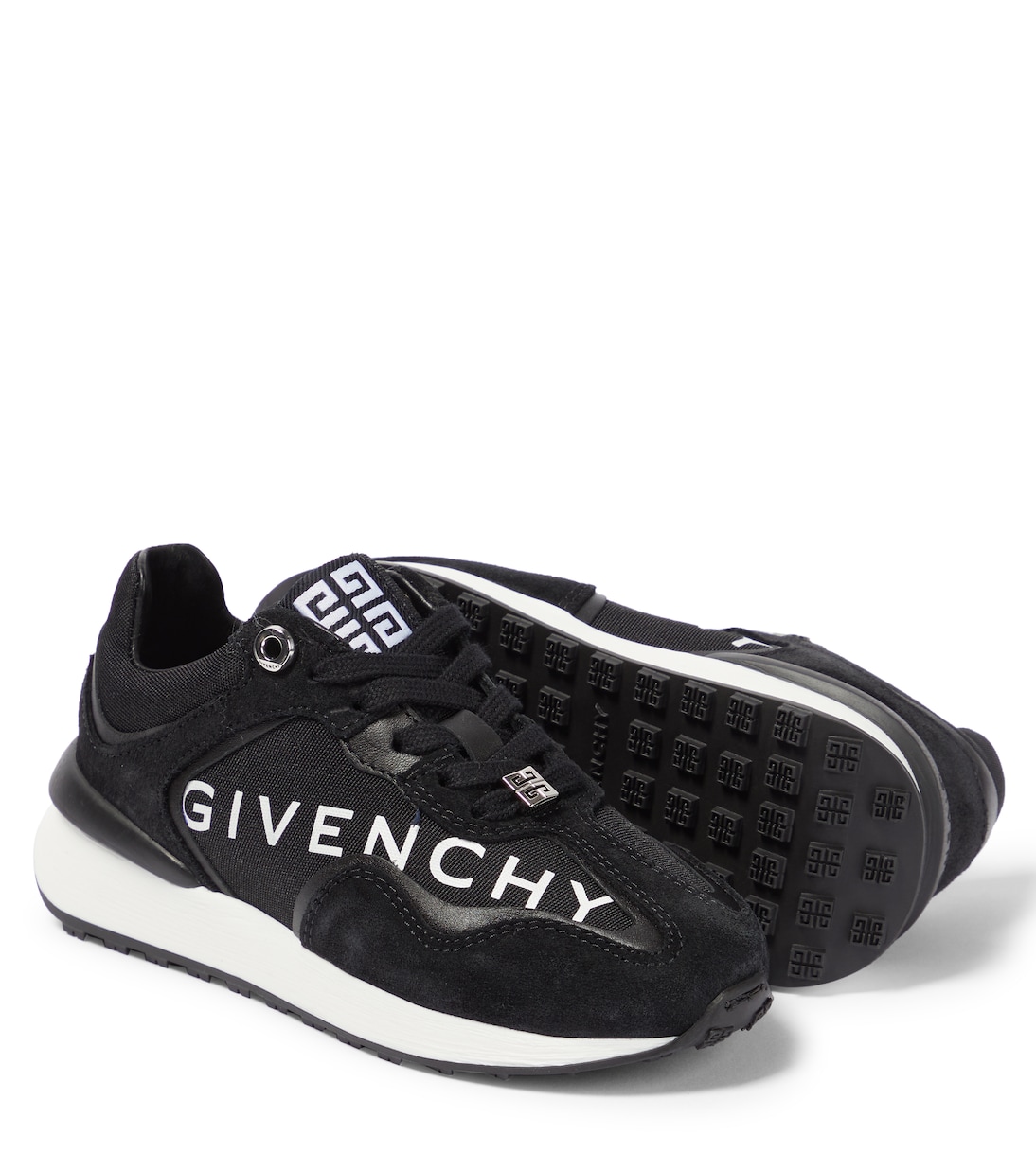 Logo leather, suede and canvas sneakers | Givenchy Kids