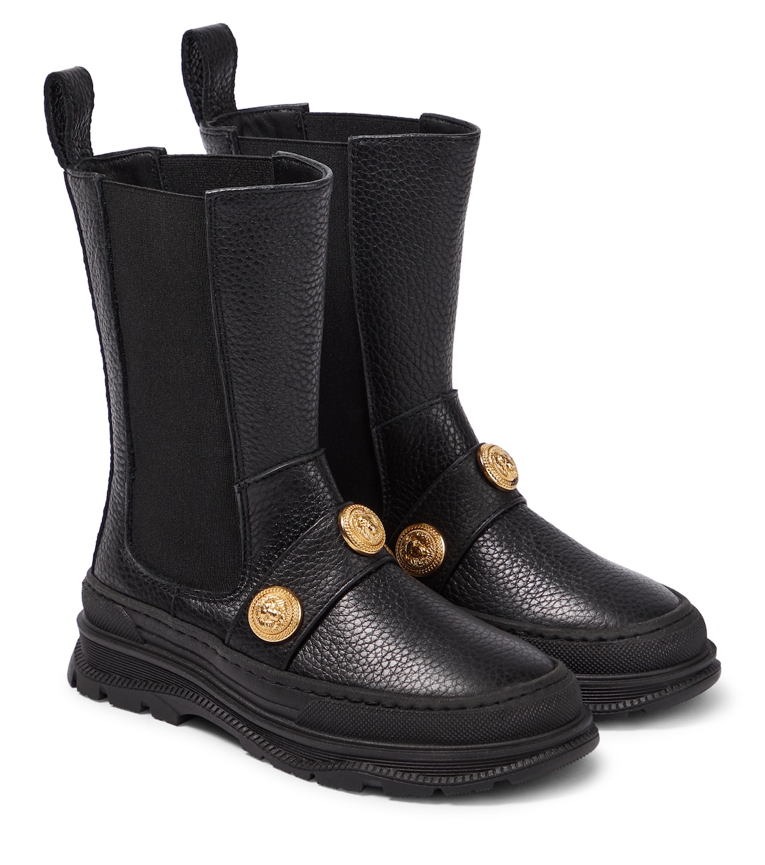 Embellished leather boots | Balmain Kids