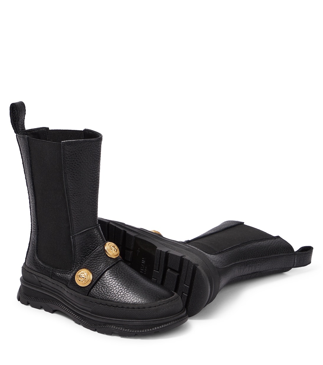 Embellished leather boots | Balmain Kids