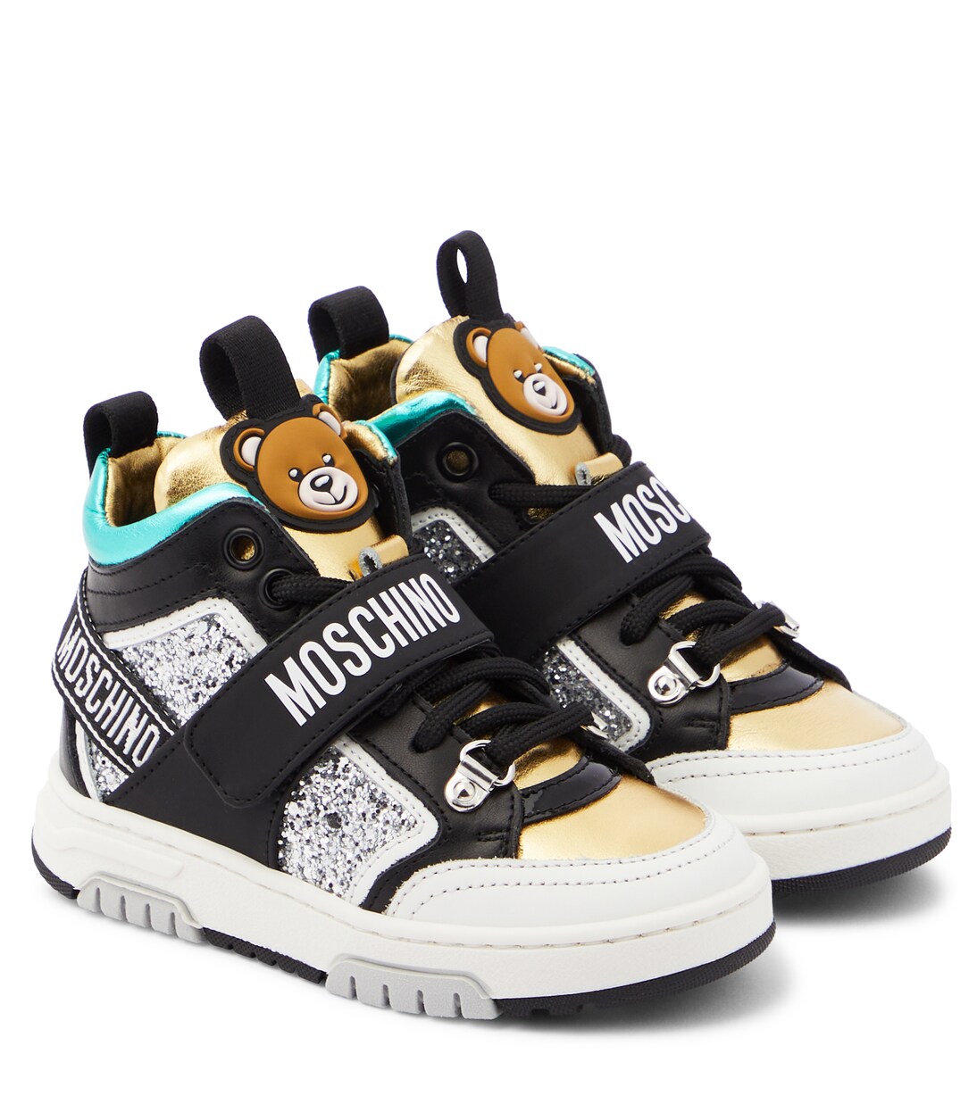 Logo leather high-top sneakers | Moschino Kids